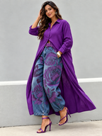 Purple Rose Print Balloon Jeans