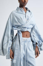 Women Collar Patchwork Top+ Pants Casual Denim Suit