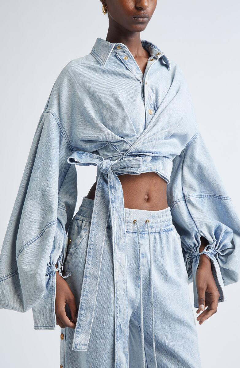 Women Collar Patchwork Top+ Pants Casual Denim Suit