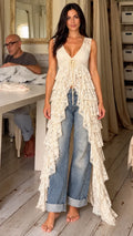 Tiered Lace High-Low Tunic Top