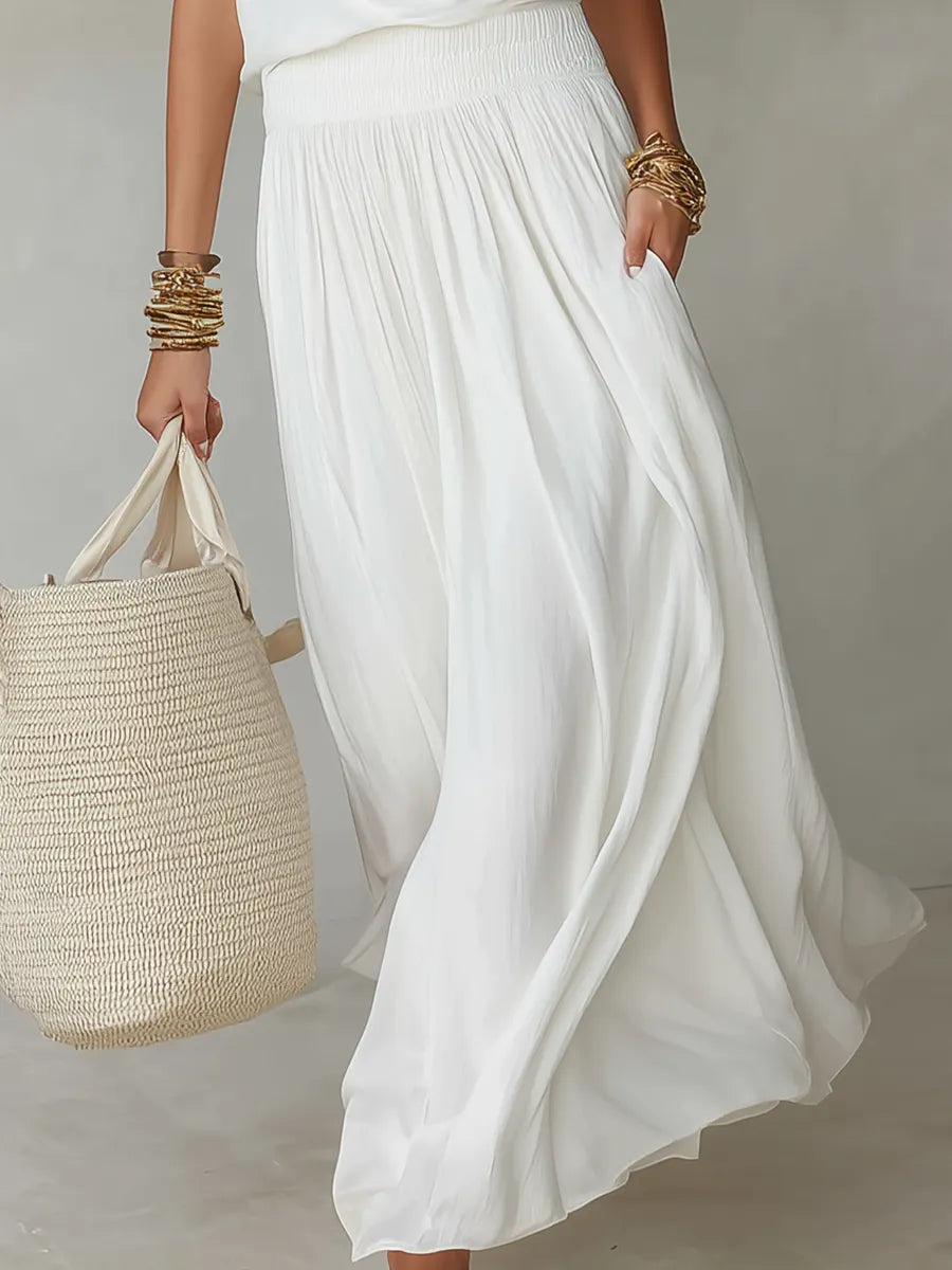 Classic Ruched Top & Flowing Maxi Skirt Set