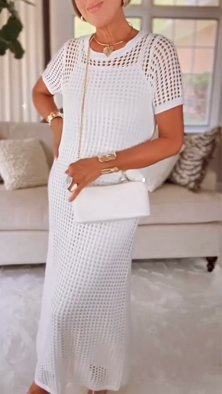 Women's Round Neck Hollow Air Quality Two-piece Dress