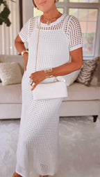 Women's Round Neck Hollow Air Quality Two-piece Dress