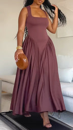 Ladies' Spaghetti Strap Patchwork Casual Dress
