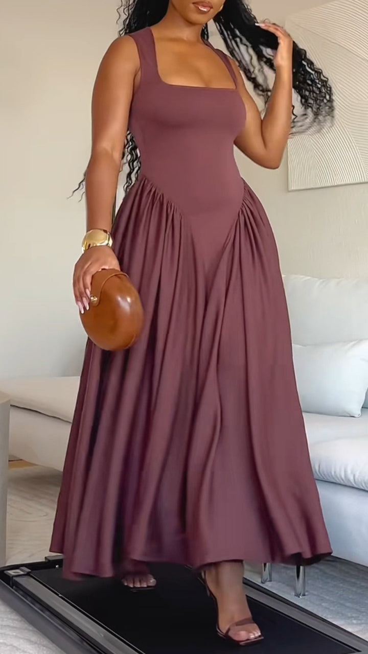 Ladies' Spaghetti Strap Patchwork Casual Dress