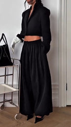 Women Lapel Tops + Pants Casual Set