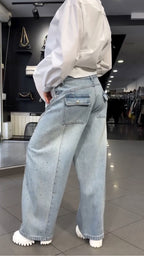Women's Tie Shirt + Jeans Rhinestone Suit