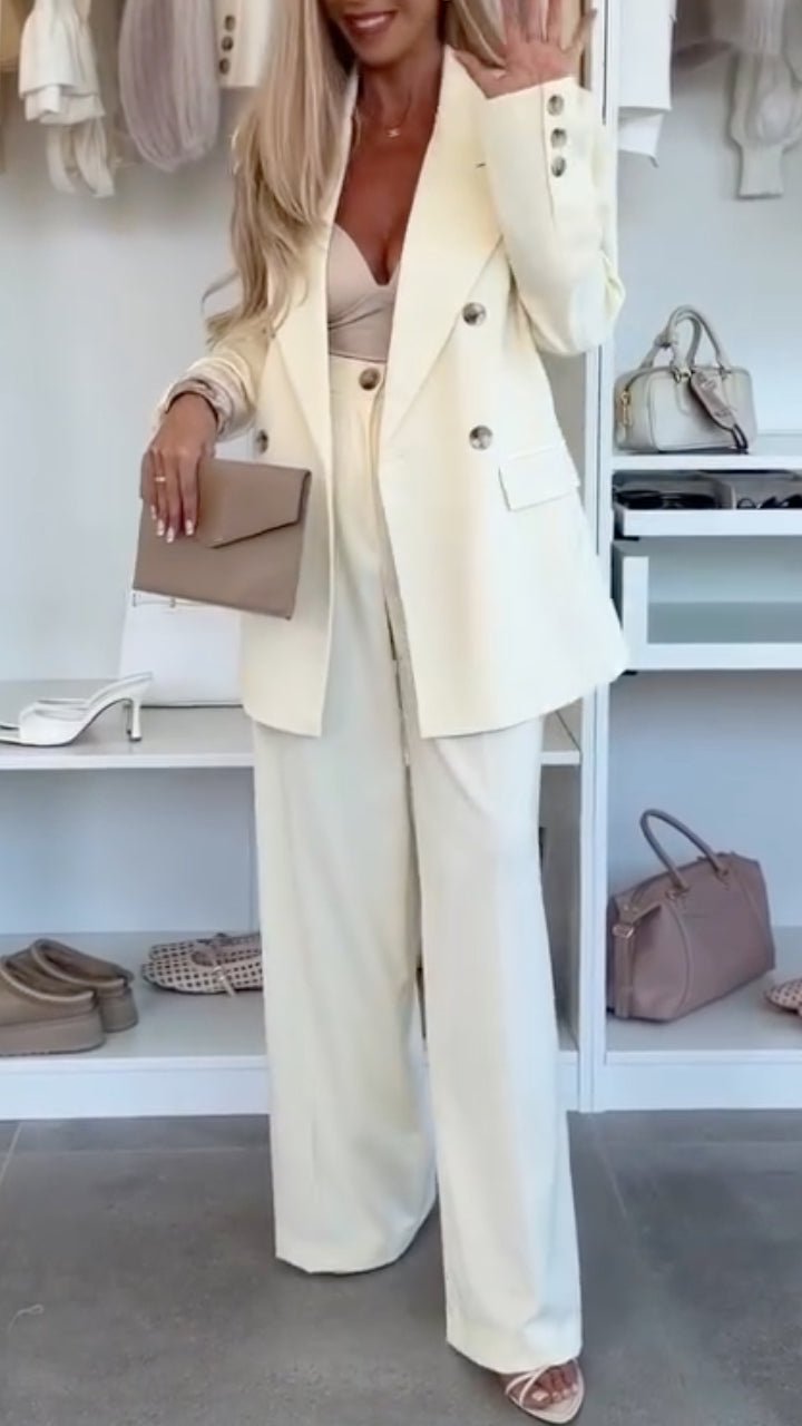 Women Collar Jacket+ Pants Temperament Commuting Suit