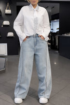 Women's Tie Shirt + Jeans Rhinestone Suit