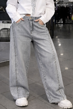 Women's Tie Shirt + Jeans Rhinestone Suit
