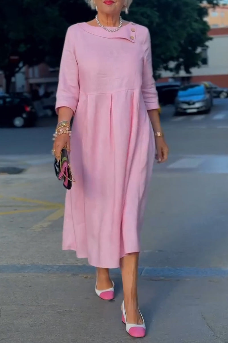 Women Collar Patchwork Elegant Casual Midi Dresses