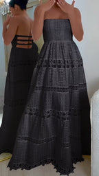 Women's Tube Top Backless Hollow Holiday Dress