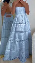 Women's Tube Top Backless Hollow Holiday Dress
