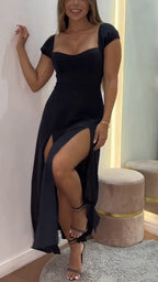 Women's Square Neck Hollow Slit Casual Dress