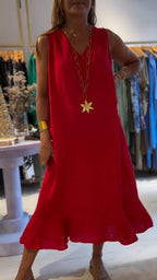 Women V-neck Sleeveless Loose Casual Dress