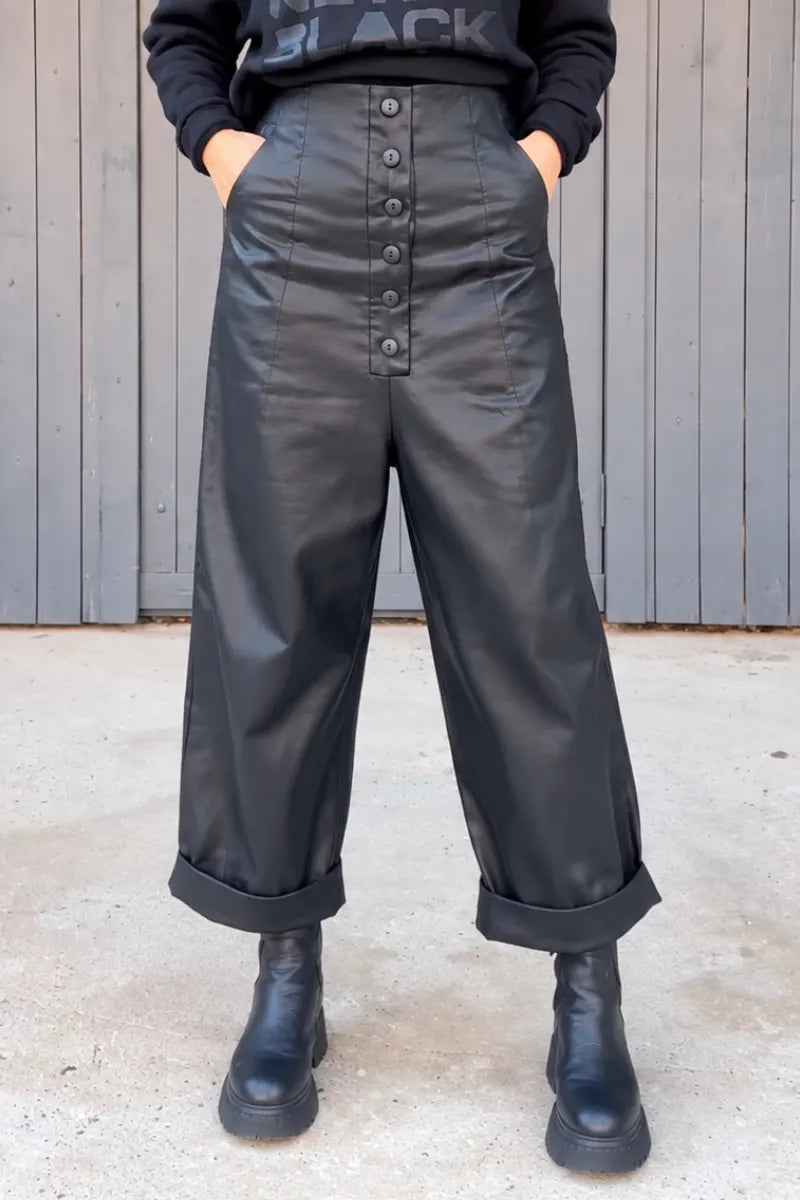 Graphic Cowl-Neck Top & Wide-Leg Pants Set
