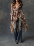 Boho Floral Lace High-Low Tunic Dress