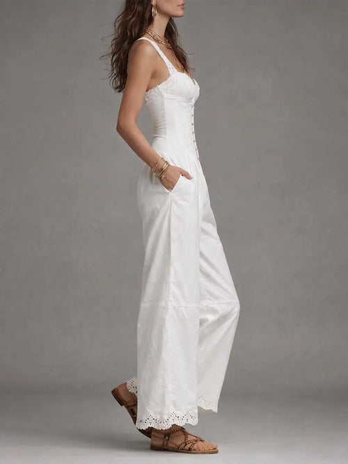 Bohemian Lace Corset Cotton Jumpsuit