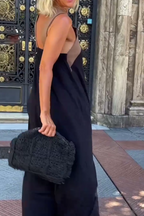 Women's Cross Halter Neck Sleeveless Stitching Dress