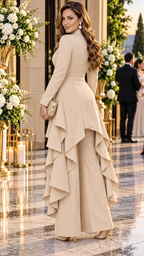 Asymmetric Tailcoat Jacket & Wide-Leg Pants Set