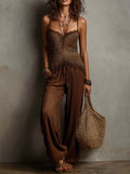 Retro Leopard Print Vest & Pleated Pants Two-Piece Set