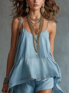 Refreshing Light Blue Denim Overalls And Shorts Set