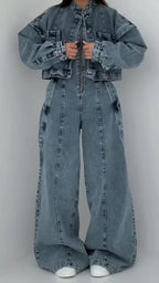 Black Blazer Wide Leg Pants 2 Piece Set