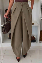 High-Waisted Sculptural Wide-Leg Pants