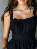 Boho Black Sleeveless Eyelet Embroidery Blouse