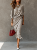 Refined Draped Knit Skirt Set