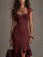 Vintage Cap Sleeves Cotton-linen Midi Dress