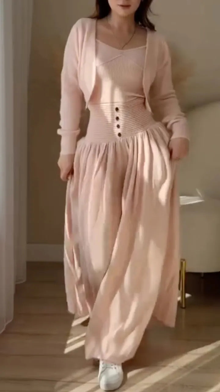 Cardigan Camisole & Wide-Leg Pants Set