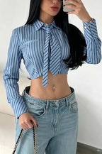 Women's Collar Vertical Casual Short Shirt