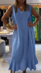 Women V-neck Sleeveless Loose Casual Dress