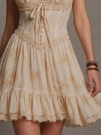 Vintage Floral Print Halter Mini Dress