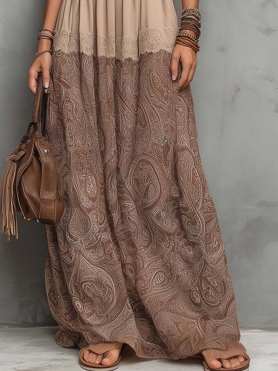Bohemian Vacation-Style Paisley Maxi Dress