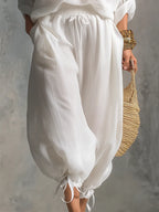 Relaxed Drawstring Linen Pants Set