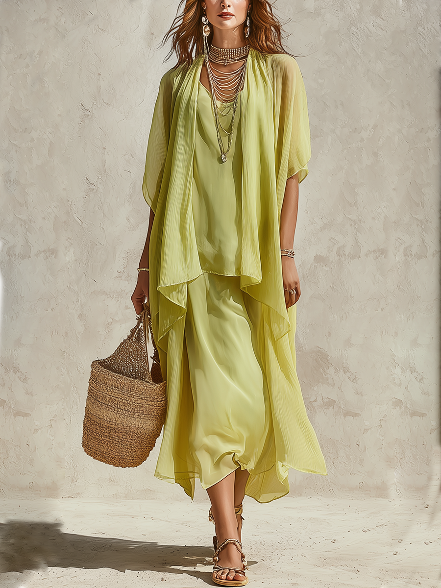 Fresh Bohemian Green Flowy Set
