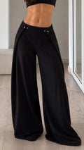 Asymmetric Waist Wide-Leg Pants