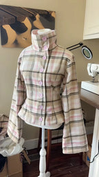 Soft Plaid High-Neck Jacket