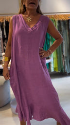 Women V-neck Sleeveless Loose Casual Dress
