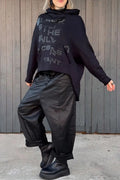 Graphic Cowl-Neck Top & Wide-Leg Pants Set