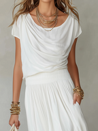 Classic Ruched Top & Flowing Maxi Skirt Set
