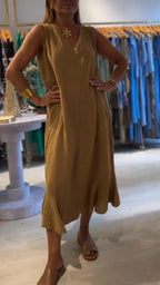 Women V-neck Sleeveless Loose Casual Dress