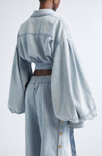 Women Collar Patchwork Top+ Pants Casual Denim Suit