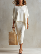 Fluid Batwing Top & Skirt Set