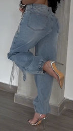 Crystal Fringe Balloon Jeans