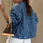 Sequin Denim Zip-Up Jacket