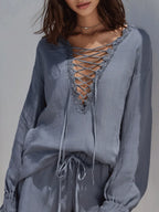 Elegant Lightweight Bohemian Lounge Ensemble Blouse Set