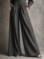 Charcoal Lace Trim Wide-Leg Jumpsuit